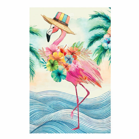Plow & Hearth Palm Beach Floral Flamingo Applique House Flag
