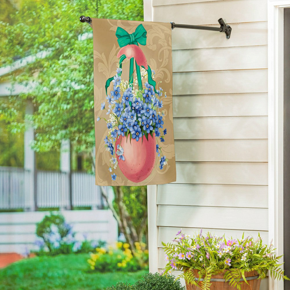 Plow & Hearth Floral Easter Egg Suede House Flag
