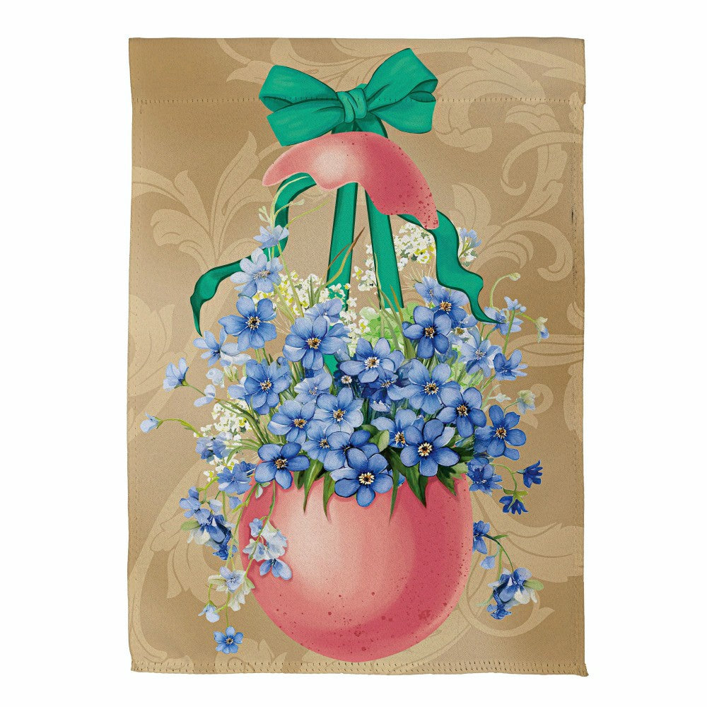 Plow & Hearth Floral Easter Egg Suede House Flag