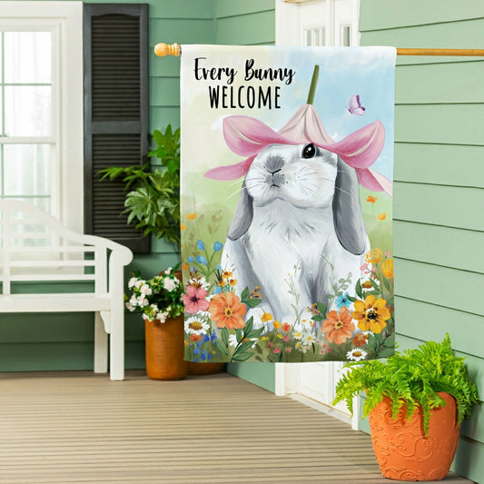 Plow & Hearth Hop Into Spring Flower Time Suede House Flag