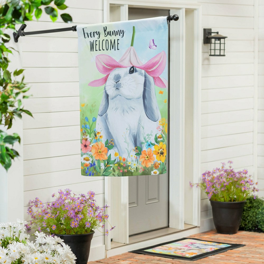 Plow & Hearth Hop Into Spring Flower Time Suede House Flag