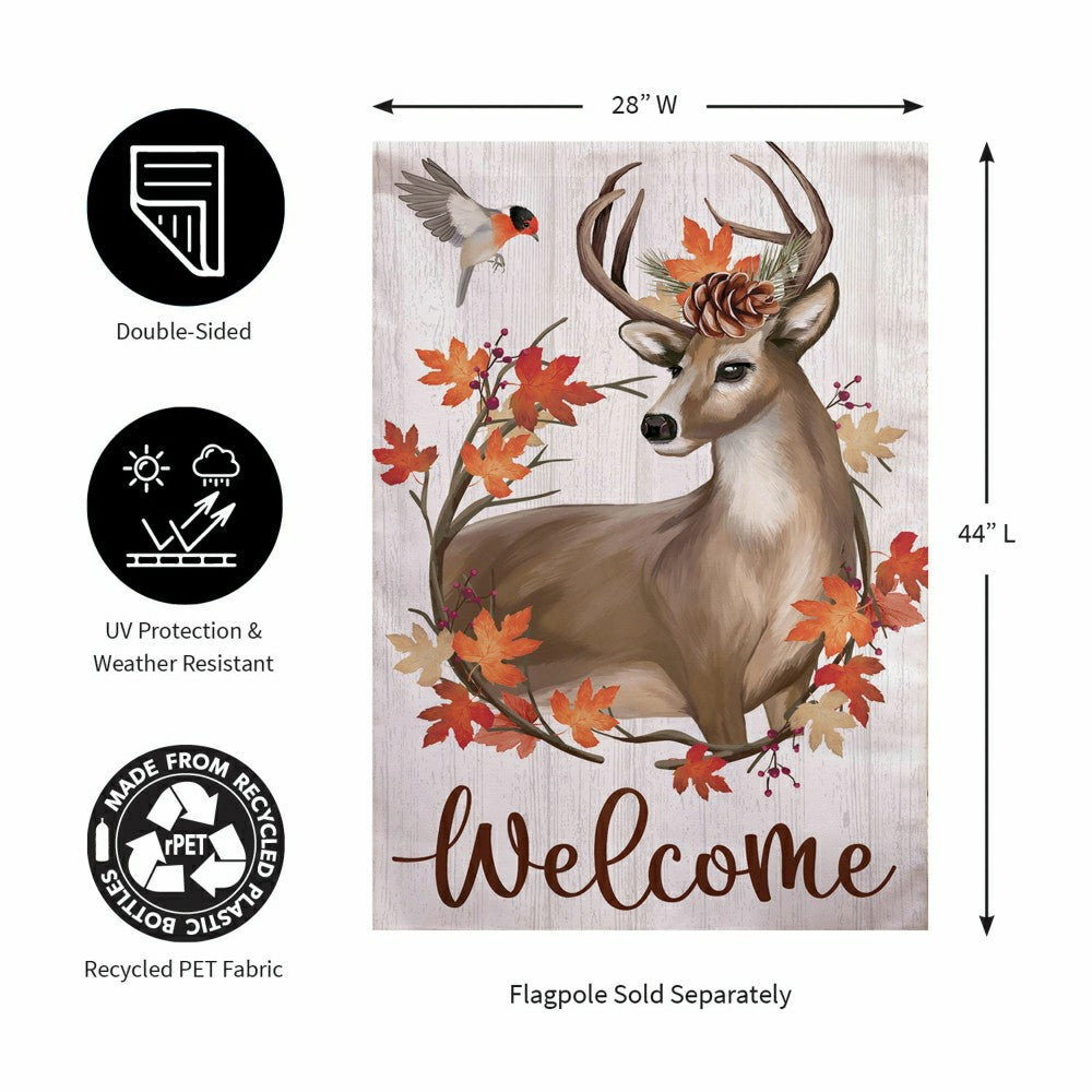 Plow & Hearth Autumn Deer Wreath Moire House Flag