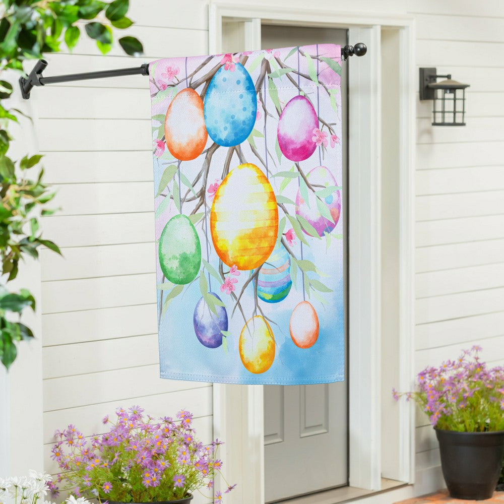 Plow & Hearth Hop Into Spring Egg Tree Suede House Flag