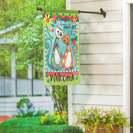 Plow & Hearth Purr-fect Day Suede House Flag