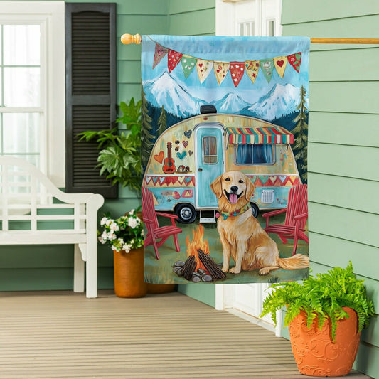 Plow & Hearth Camping Dog Suede House Flag
