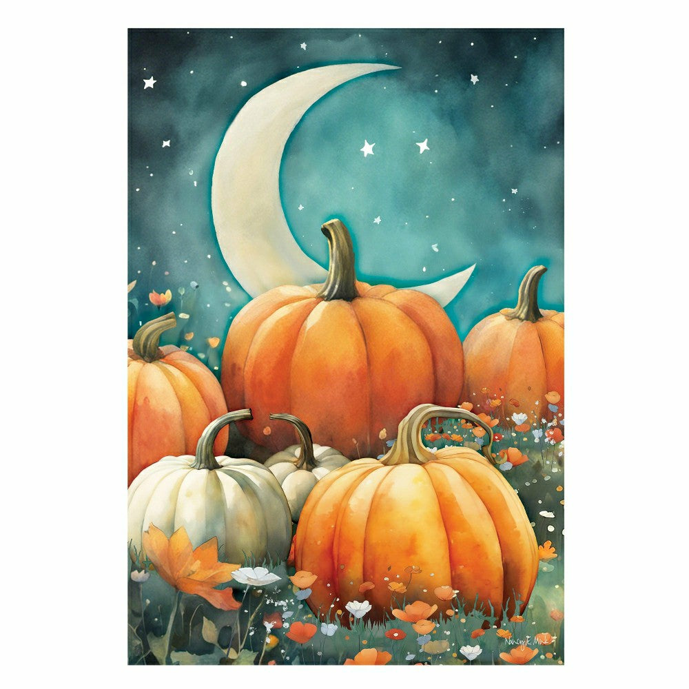 Plow & Hearth Watercolor Pumpkin Patch Suede House Flag