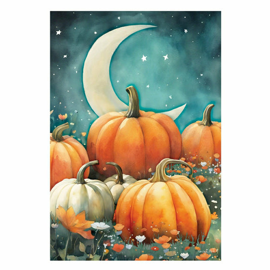 Plow & Hearth Watercolor Pumpkin Patch Suede House Flag