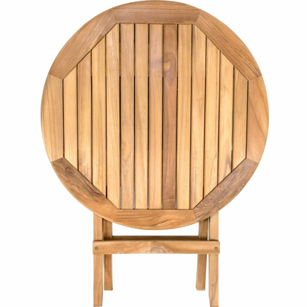 Plow & Hearth Ruger Natural Teak Outdoor Round Folding Side Table - 20"