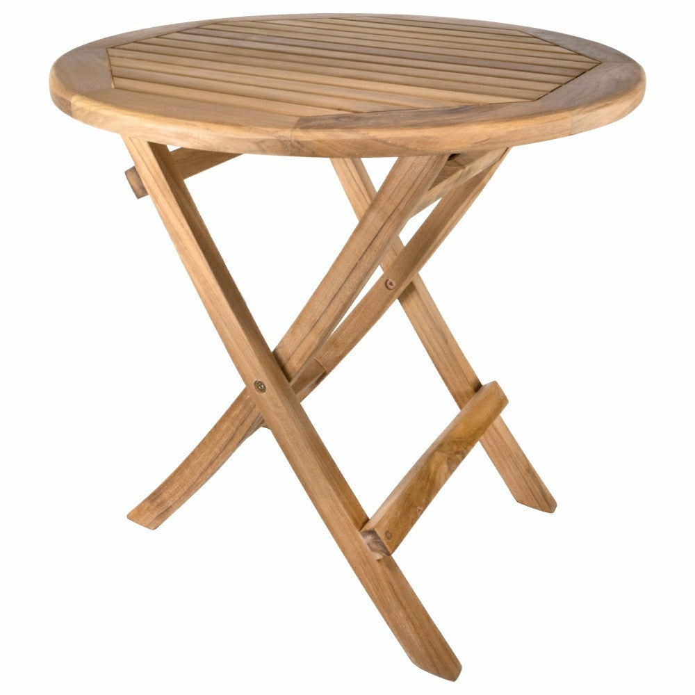 Plow & Hearth Ruger Natural Teak Outdoor Round Folding Side Table - 20"