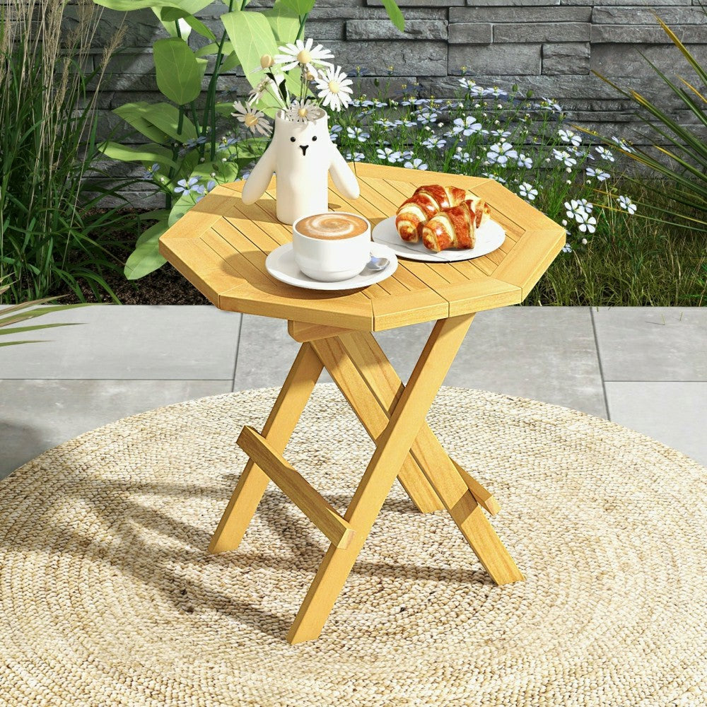 Plow & Hearth Teak Wood Octagon Side Table