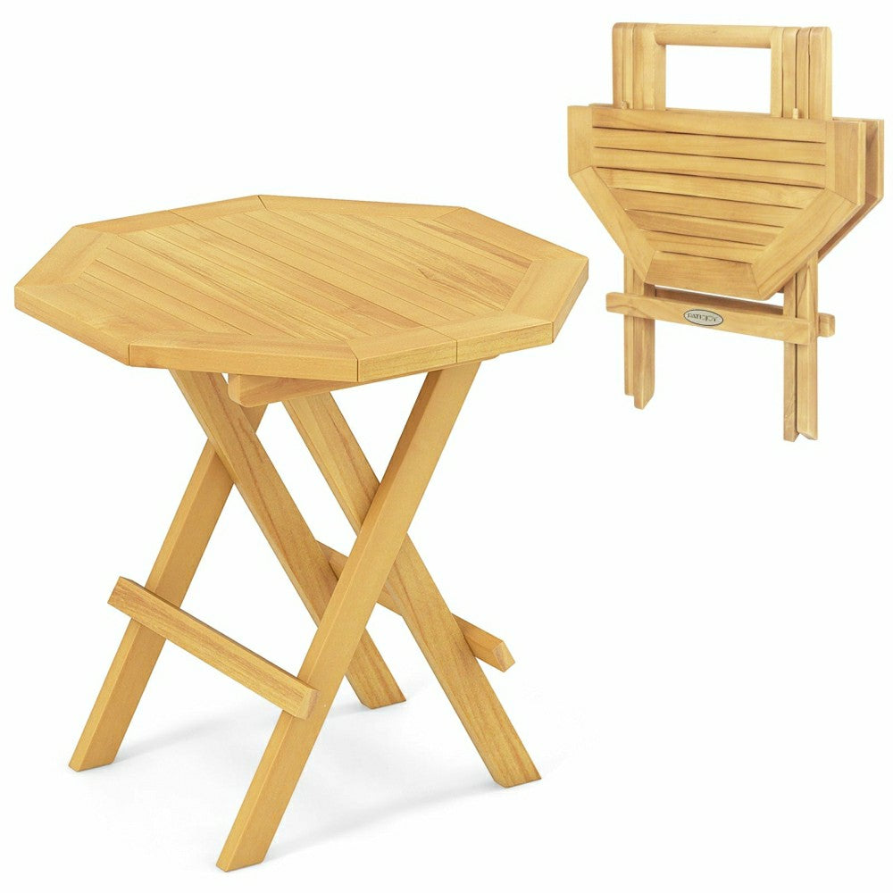 Plow & Hearth Teak Wood Octagon Side Table