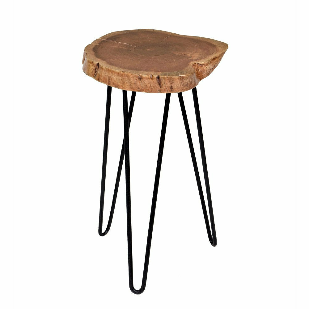 Plow & Hearth Live Edge Acacia Wood Accent Table with Hairpin Legs