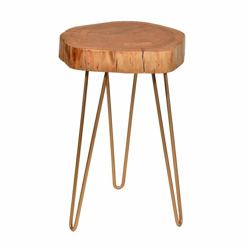 Plow & Hearth Live Edge Acacia Wood Accent Table with Hairpin Legs