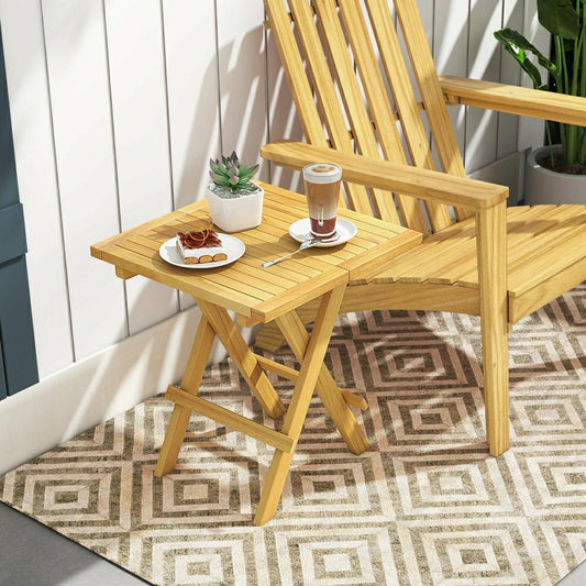Plow & Hearth Teak Wood Square Side Table