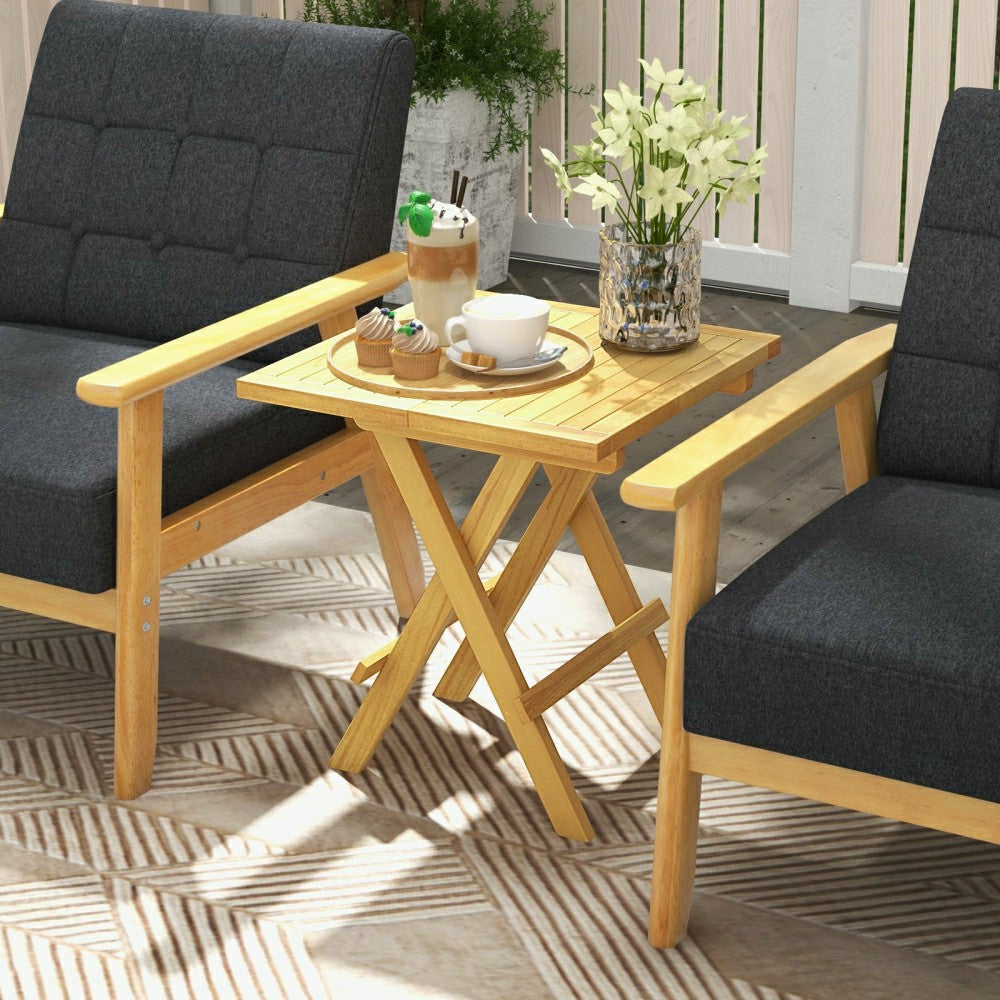 Plow & Hearth Teak Wood Square Side Table