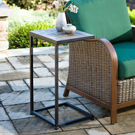 Plow & Hearth Slate Mosaic Pull-Up Side Table