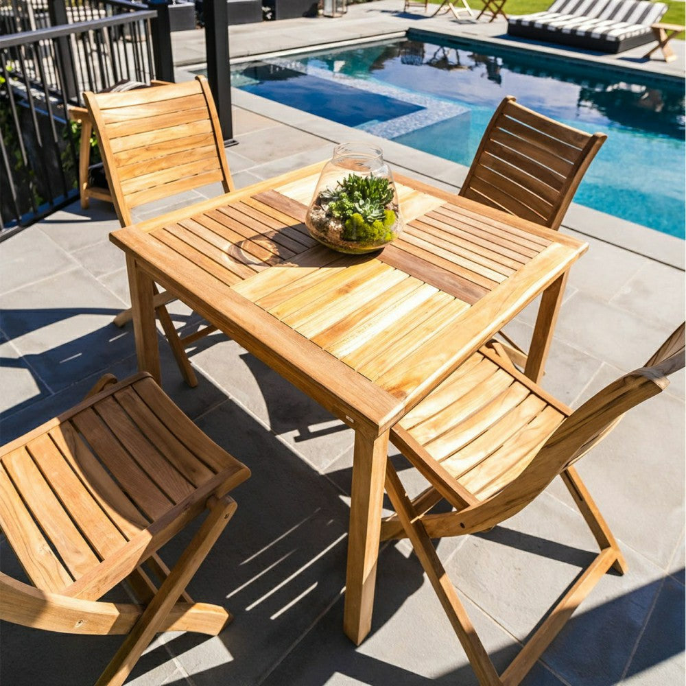 Plow & Hearth Telluride 4-Person Natural Teak Outdoor Square Dining Table 39"