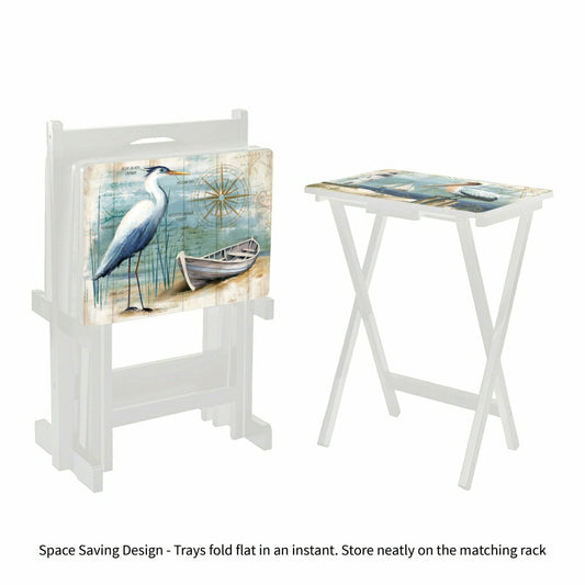 Plow & Hearth Seashore Birds TV Tray Set of 4