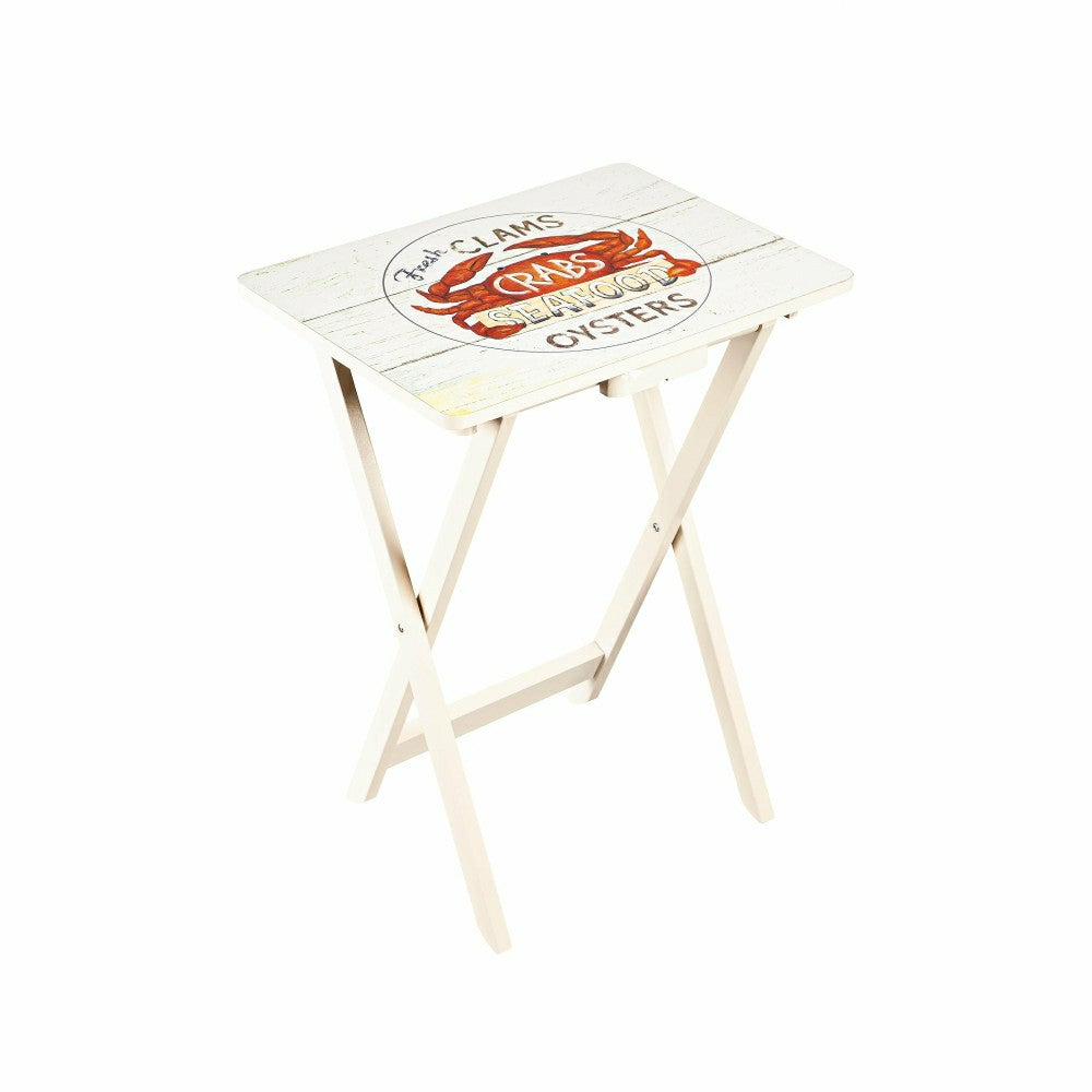 Plow & Hearth Nautical TV Tray Set With Stand, Set of 4