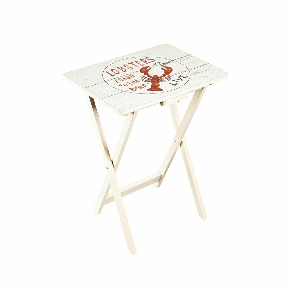 Plow & Hearth Nautical TV Tray Set With Stand, Set of 4