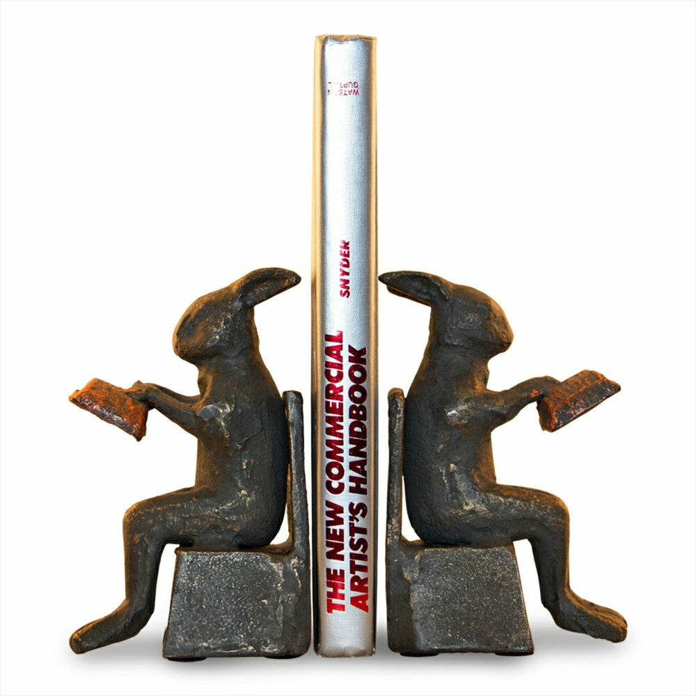 Plow & Hearth Studious Rabbit Bookends, Set of 2