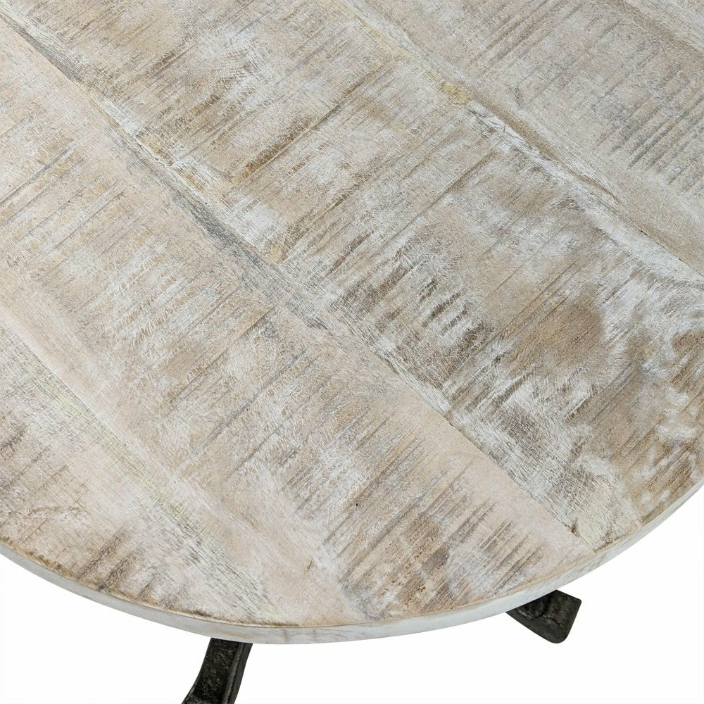 Plow & Hearth Colton Adjustable Vintage Table, Natural Driftwood Top