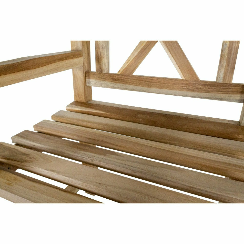 Plow & Hearth Åre Natural Teak Outdoor Patio Dining Chair with Arm Rests