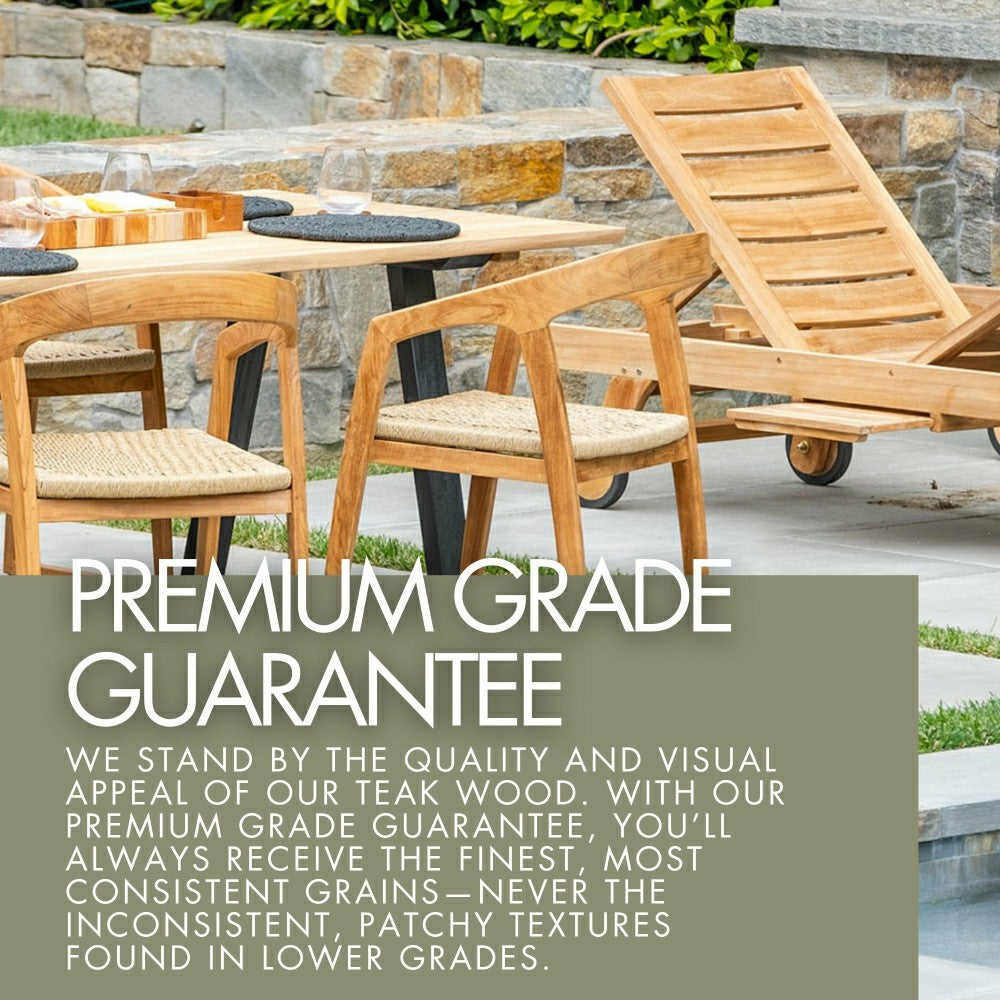 Plow & Hearth Åre Natural Teak Outdoor Patio Dining Chair with Arm Rests