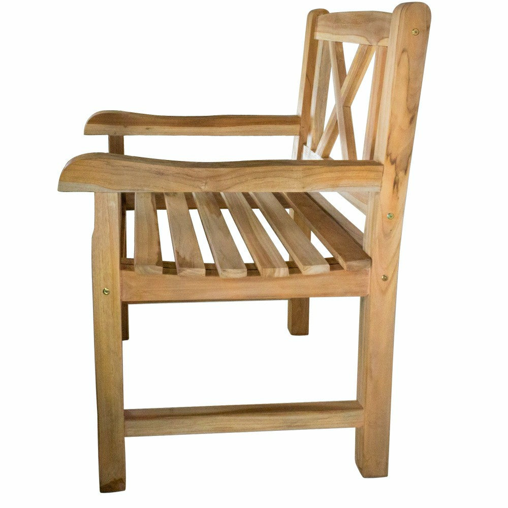 Plow & Hearth Åre Natural Teak Outdoor Patio Dining Chair with Arm Rests