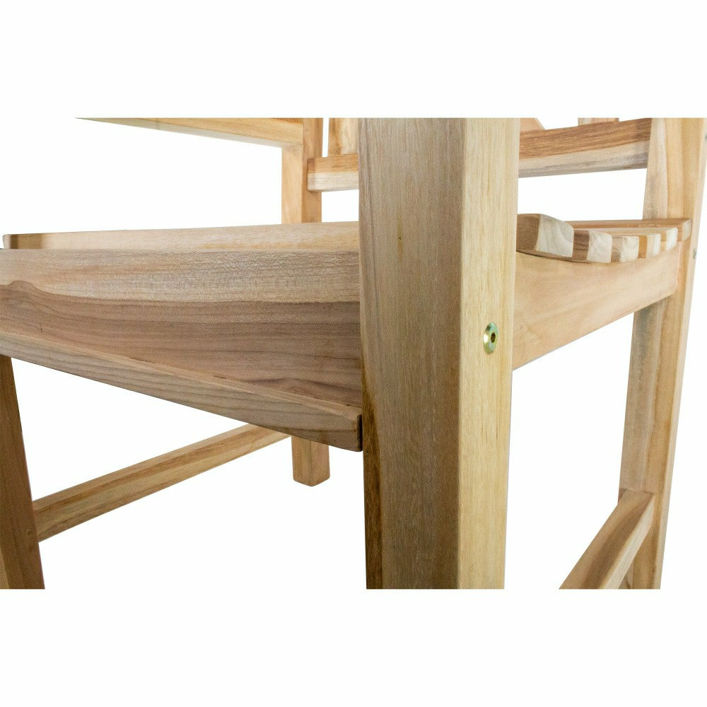 Plow & Hearth Åre Natural Teak Outdoor Patio Dining Chair with Arm Rests