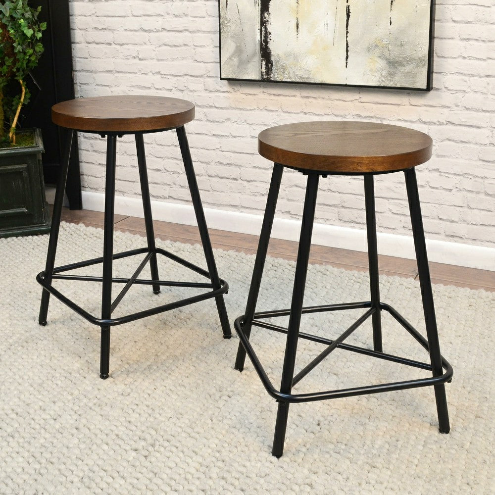 Plow & Hearth Farmhouse Counter Stools, Set of 2
