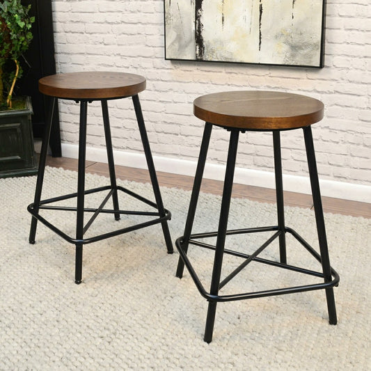 Plow & Hearth Farmhouse Counter Stools, Set of 2