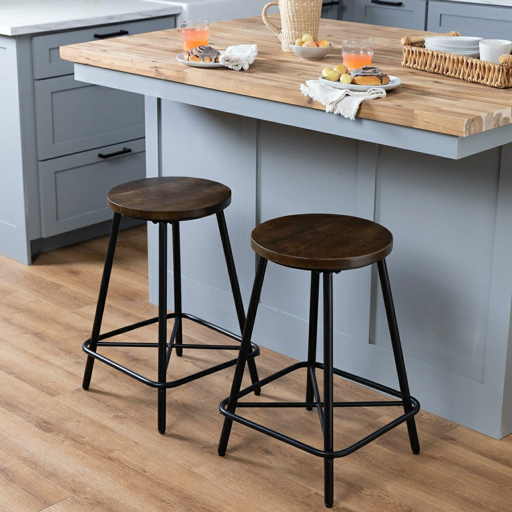 Plow & Hearth Farmhouse Counter Stools, Set of 2