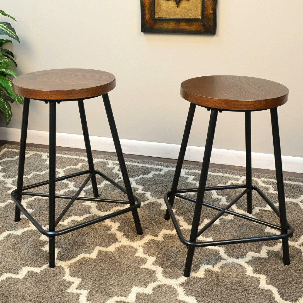 Plow & Hearth Farmhouse Counter Stools, Set of 2