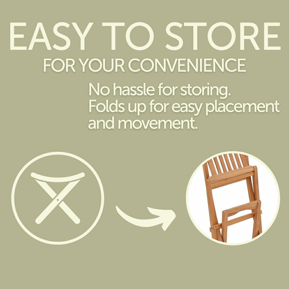 Plow & Hearth Emmett Natural Teak Indoor/Outdoor Folding Bar Stool