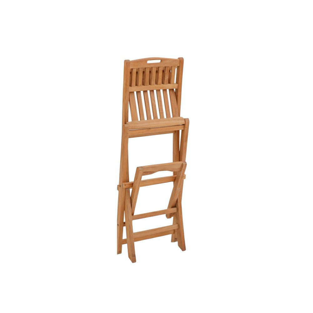 Plow & Hearth Emmett Natural Teak Indoor/Outdoor Folding Bar Stool