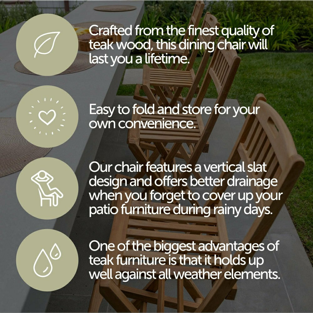 Plow & Hearth Emmett Natural Teak Indoor/Outdoor Folding Bar Stool