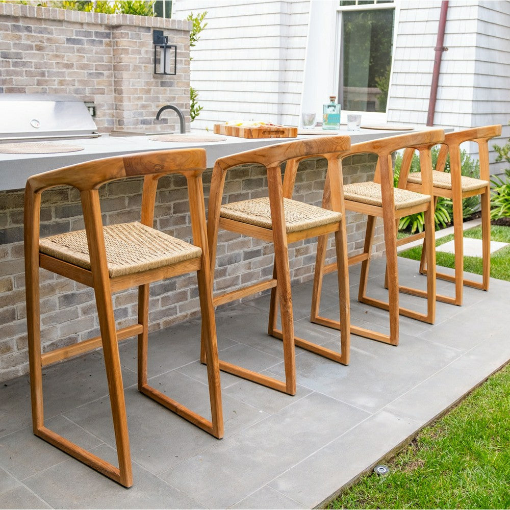 Plow & Hearth Ubud Natural Teak Indoor/Outdoor Bar Stool