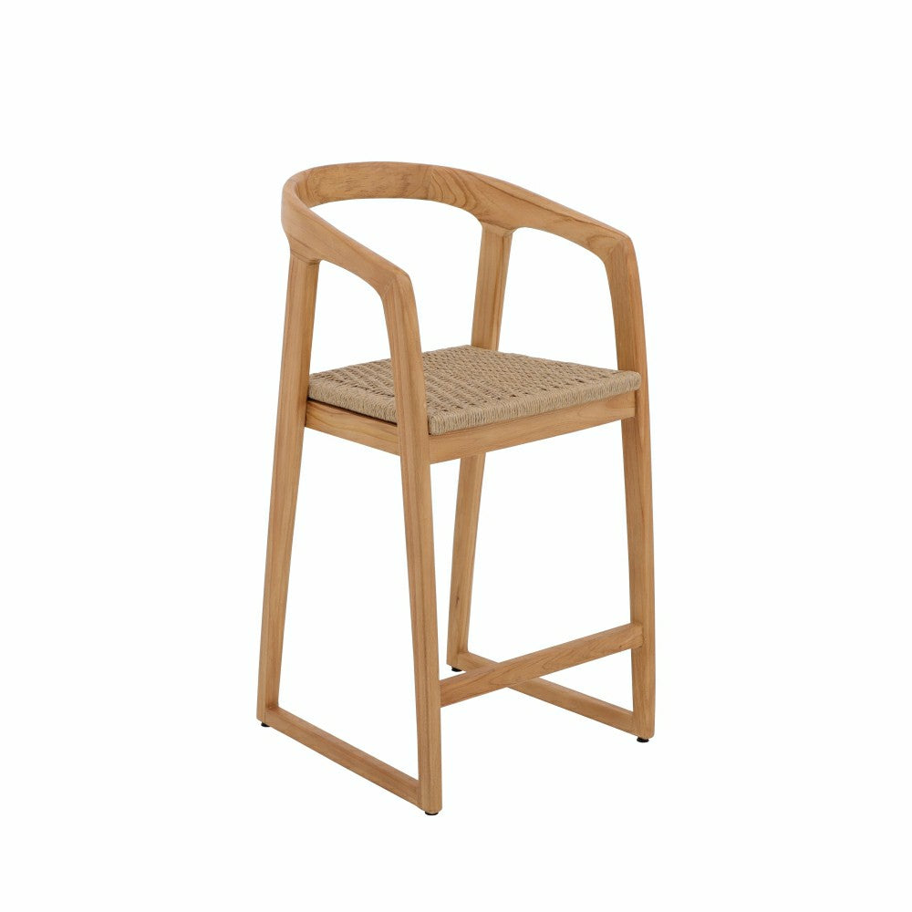 Plow & Hearth Ubud Natural Teak Indoor/Outdoor Bar Stool