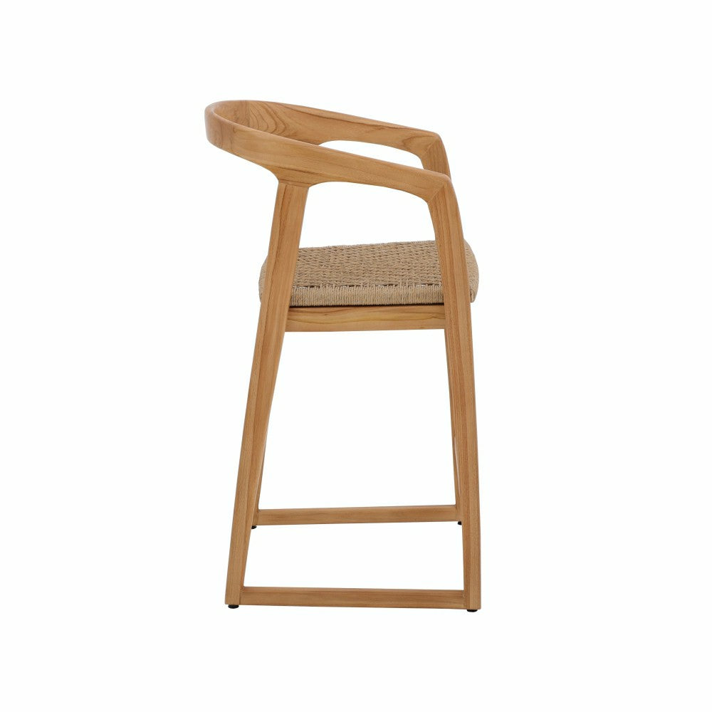 Plow & Hearth Ubud Natural Teak Indoor/Outdoor Bar Stool