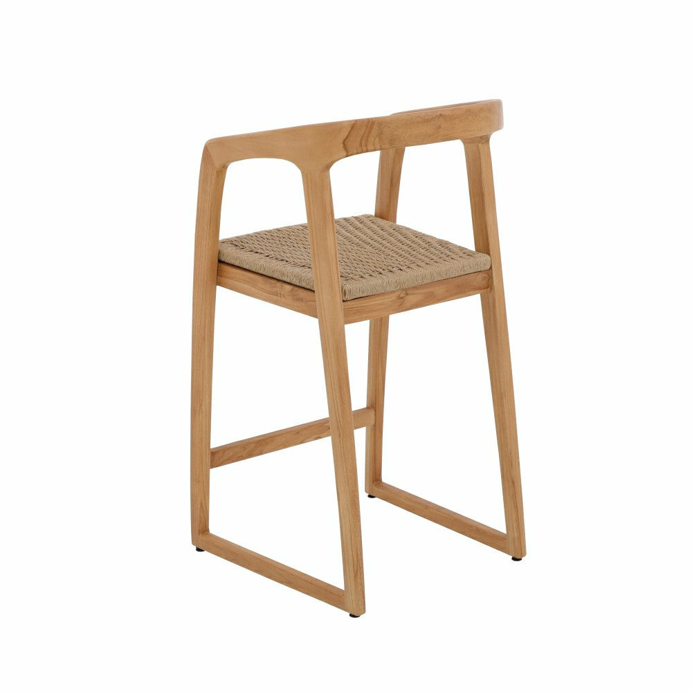 Plow & Hearth Ubud Natural Teak Indoor/Outdoor Bar Stool
