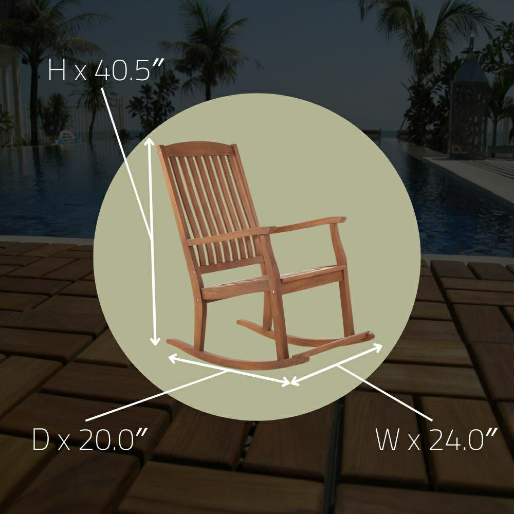 Plow & Hearth Telluride Oiled Teak Outdoor Patio Rocking Chair