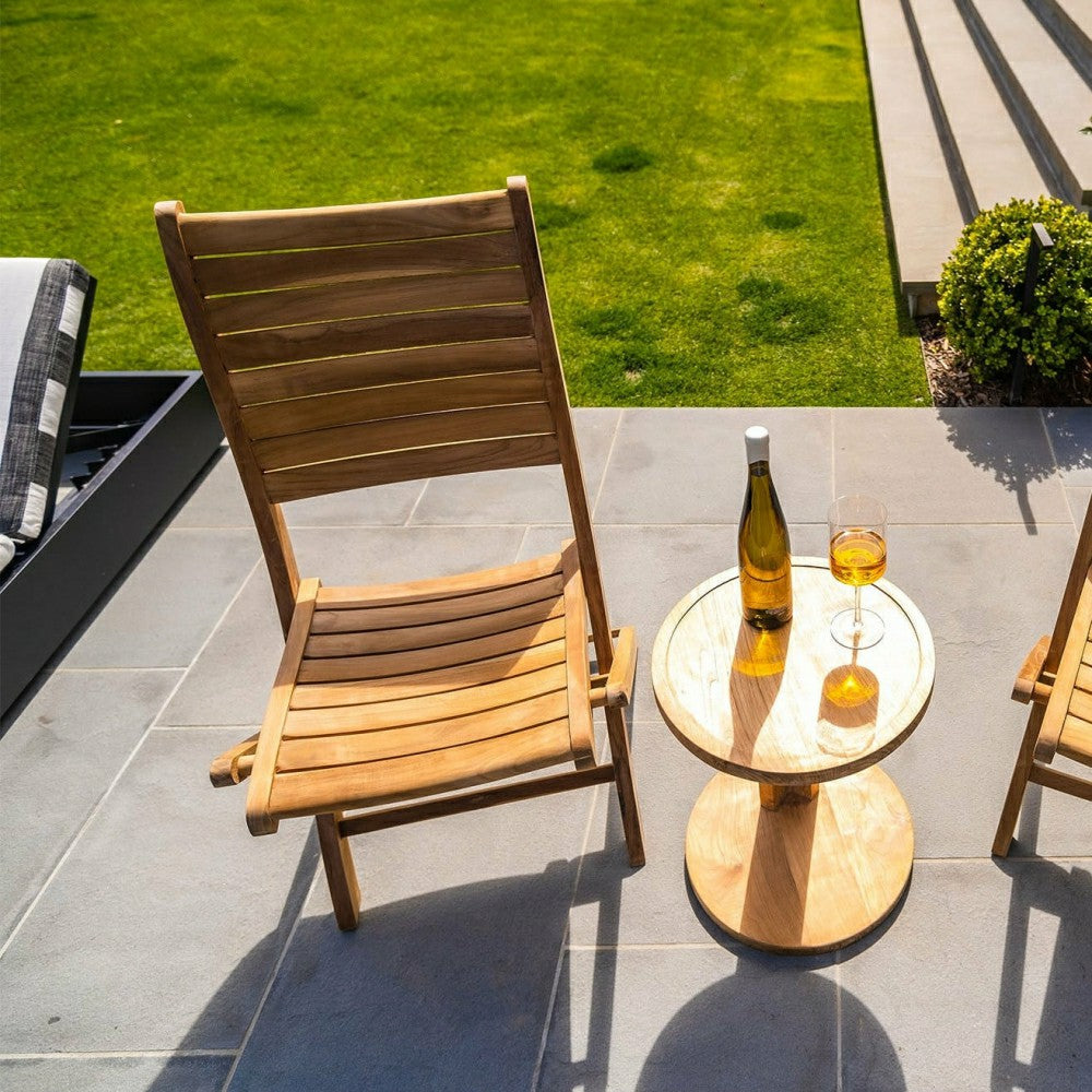 Plow & Hearth Naples Natural Teak Outdoor Patio Folding Chair