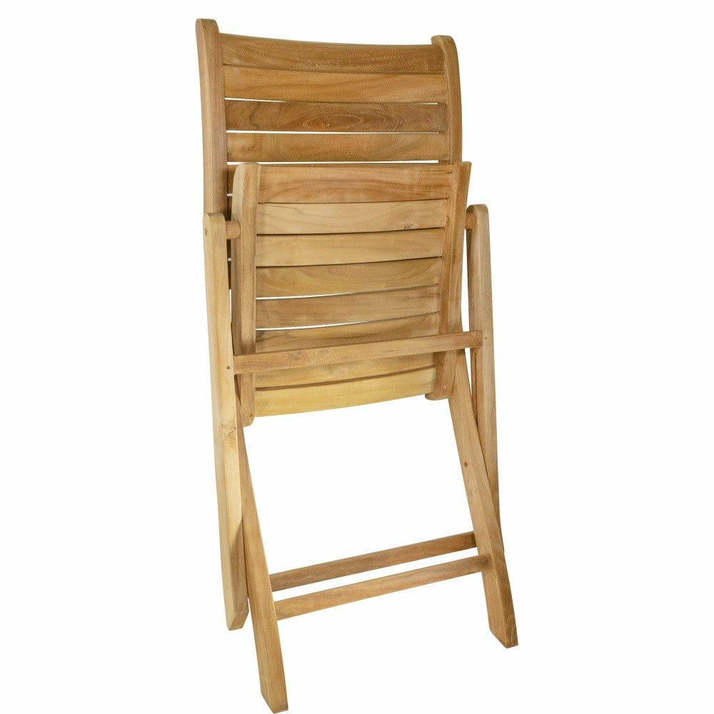 Plow & Hearth Naples Natural Teak Outdoor Patio Folding Chair