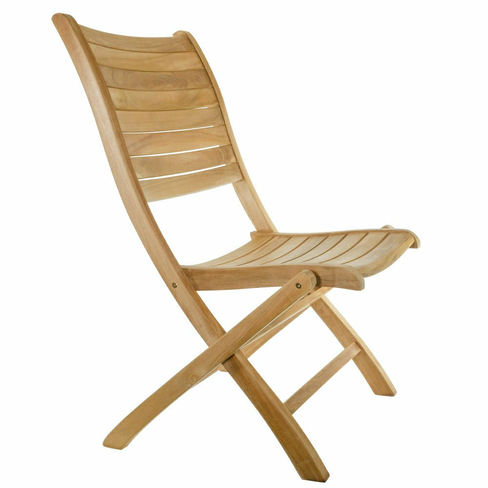 Plow & Hearth Naples Natural Teak Outdoor Patio Folding Chair