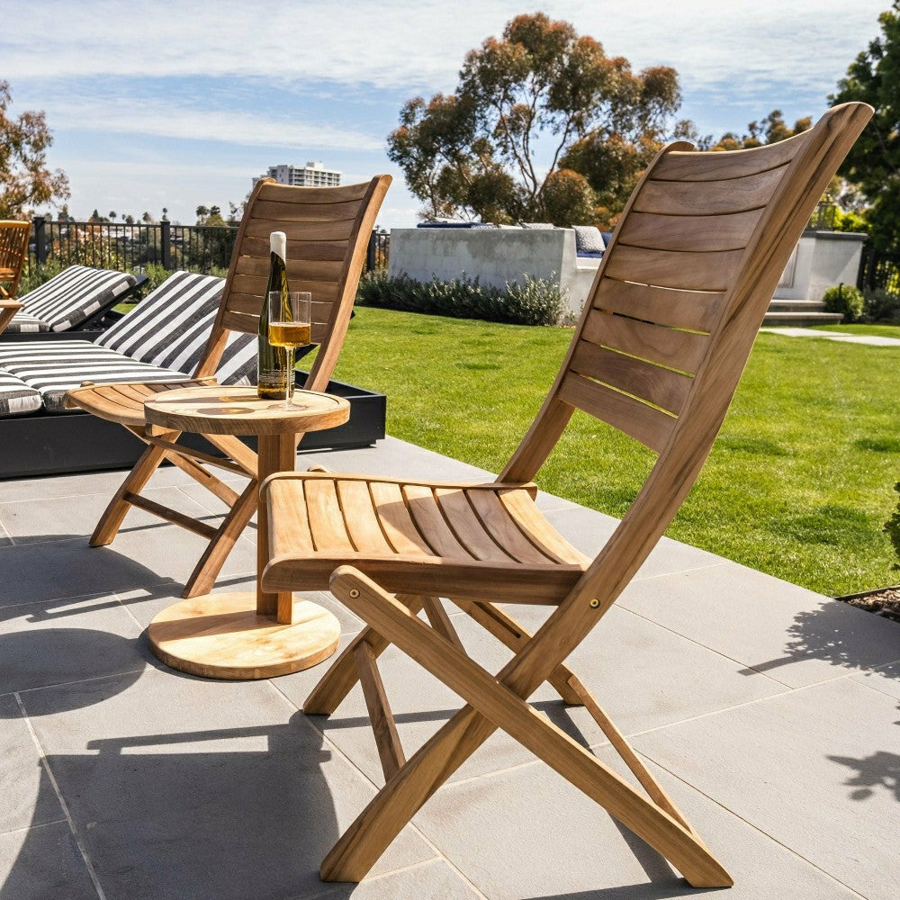 Plow & Hearth Naples Natural Teak Outdoor Patio Folding Chair