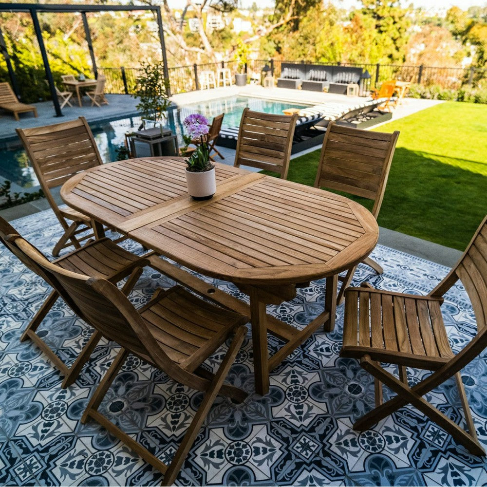 Plow & Hearth Naples Natural Teak Outdoor Patio Folding Chair