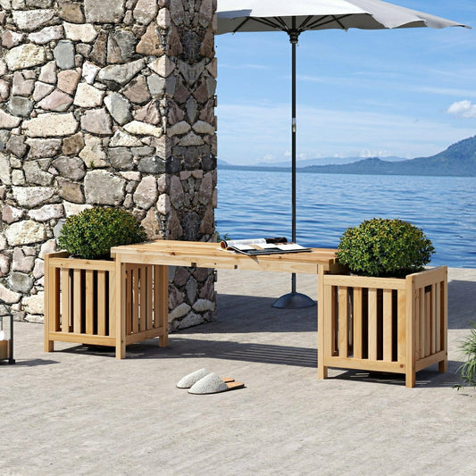 Plow & Hearth Patio Wooden Bench with Planter