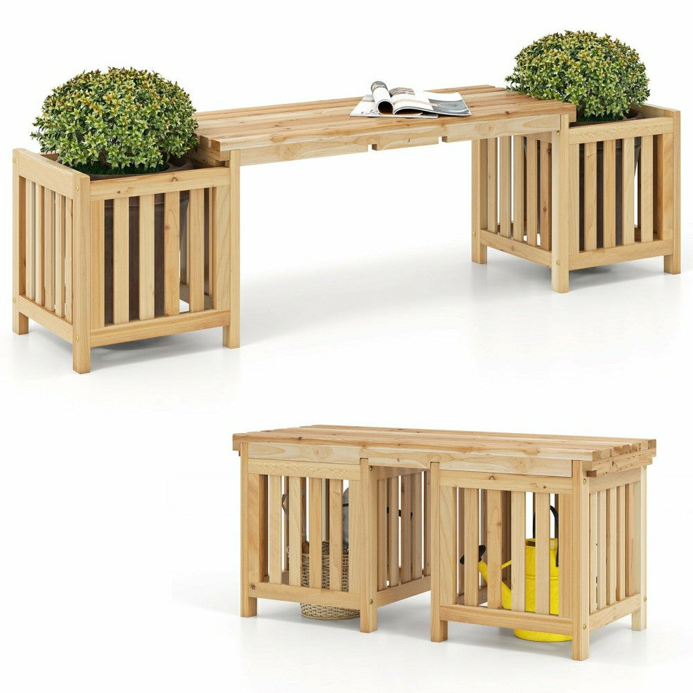 Plow & Hearth Patio Wooden Bench with Planter