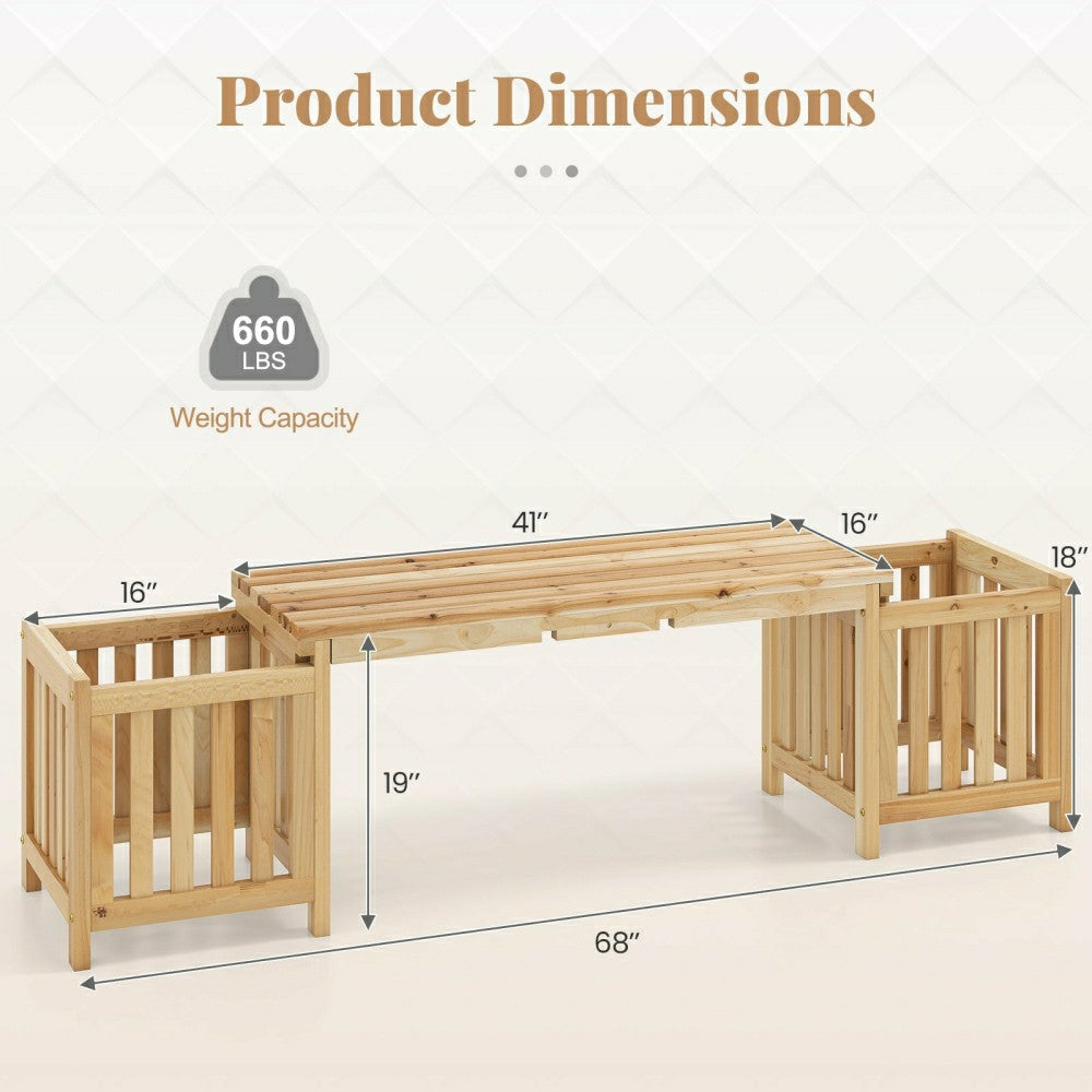 Plow & Hearth Patio Wooden Bench with Planter